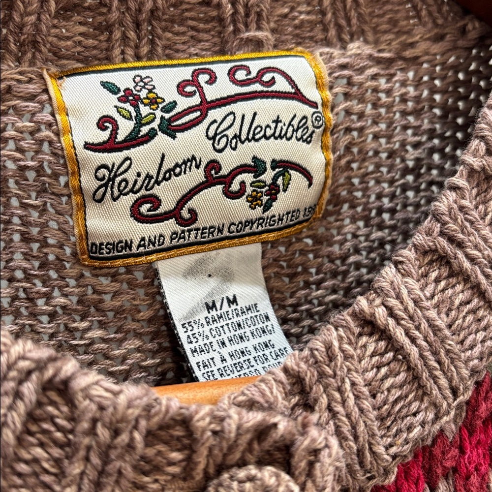 Vintage Knit Cardigan with Geometric Patterns - Picture 2 of 7